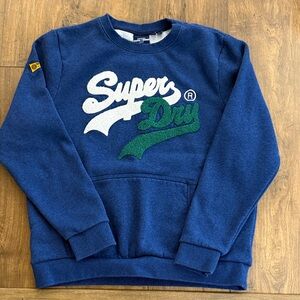 Superdry Men's Blue Crewneck Sweatshirt with White & Green Logo